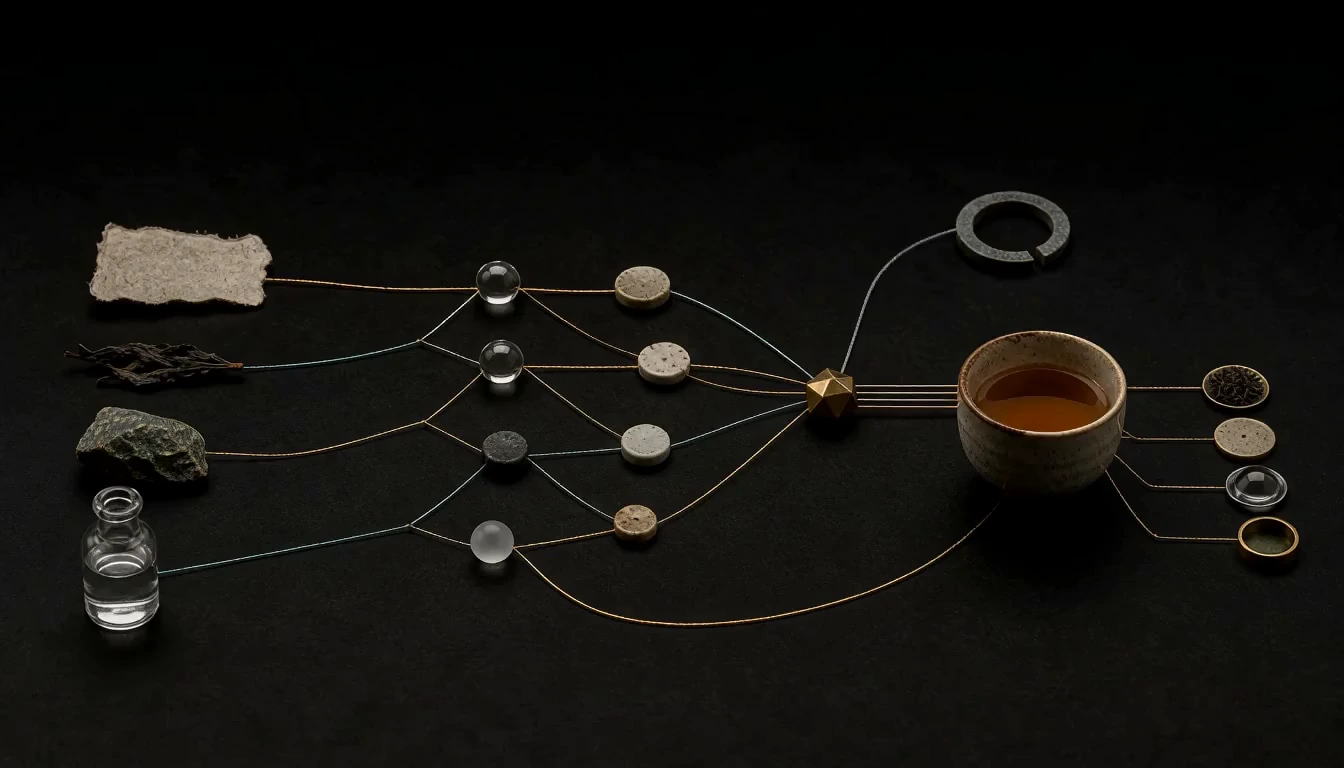 Tea materials connected through a luminous evidence and reasoning graph