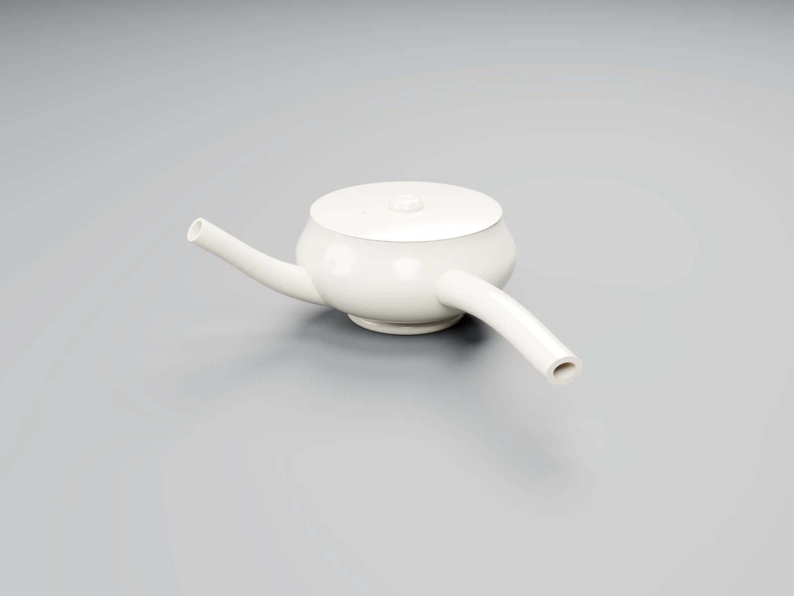 Current S-220 kyusu CAD form rendered in warm white glaze